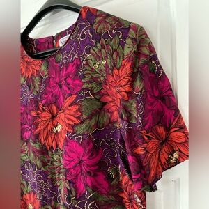 Vintage Dark Floral Blouse